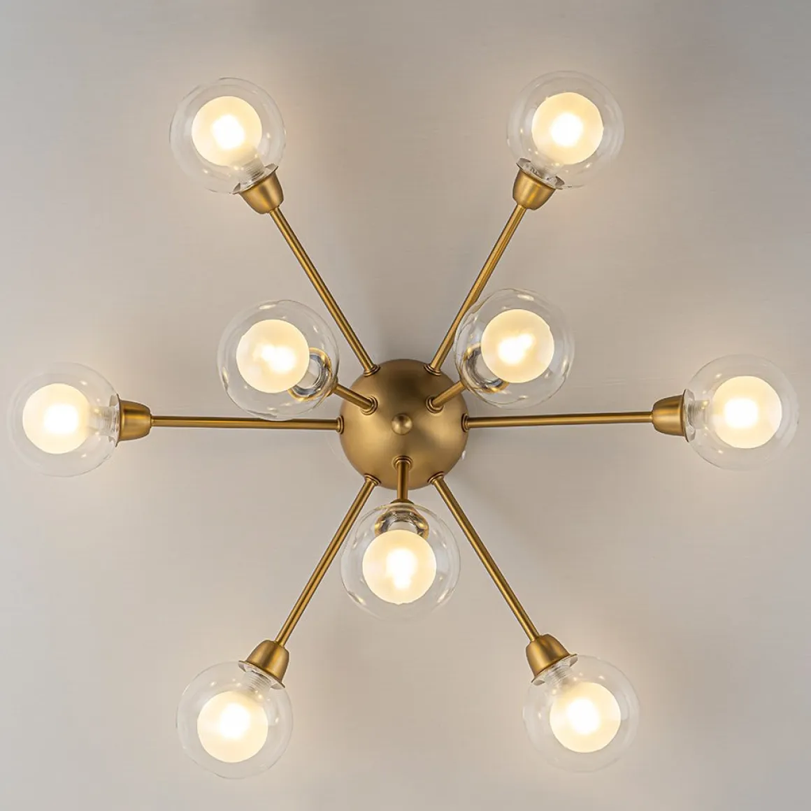 9-Light Layered Glass Bubble Sputnik Semi Flush Chandelier
