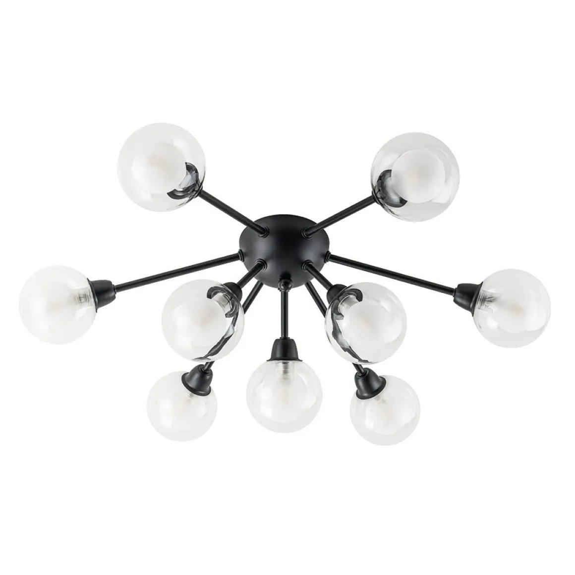 9-Light Layered Glass Bubble Sputnik Semi Flush Chandelier