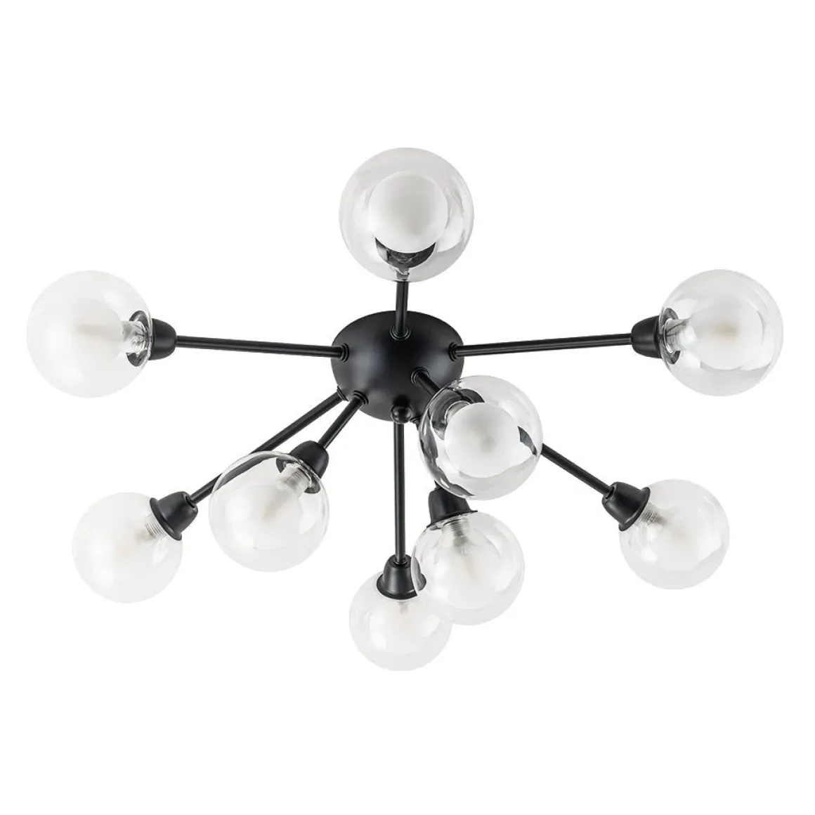 9-Light Layered Glass Bubble Sputnik Semi Flush Chandelier