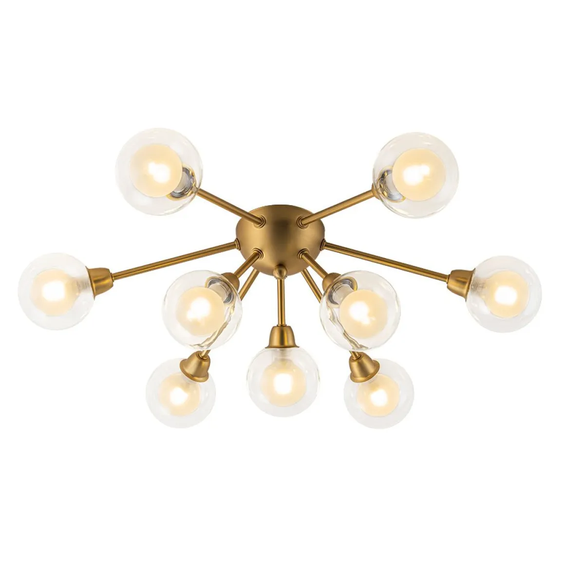 9-Light Layered Glass Bubble Sputnik Semi Flush Chandelier