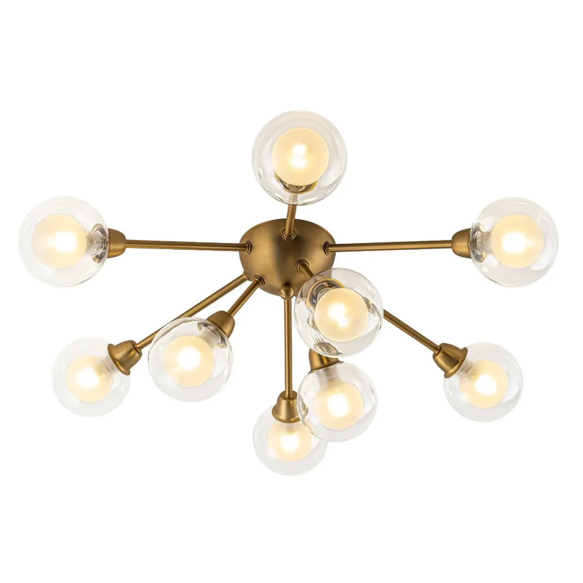 9-Light Layered Glass Bubble Sputnik Semi Flush Chandelier