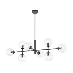 8-Light Linear Sputnik Clear Glass Bubble Chandelier