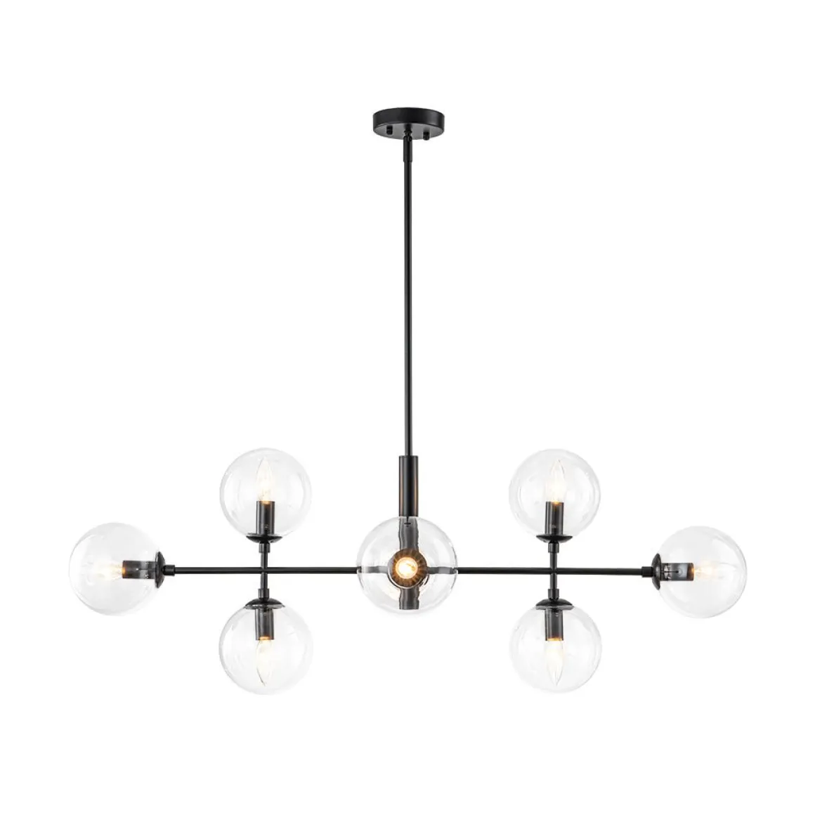 8-Light Linear Sputnik Clear Glass Bubble Chandelier