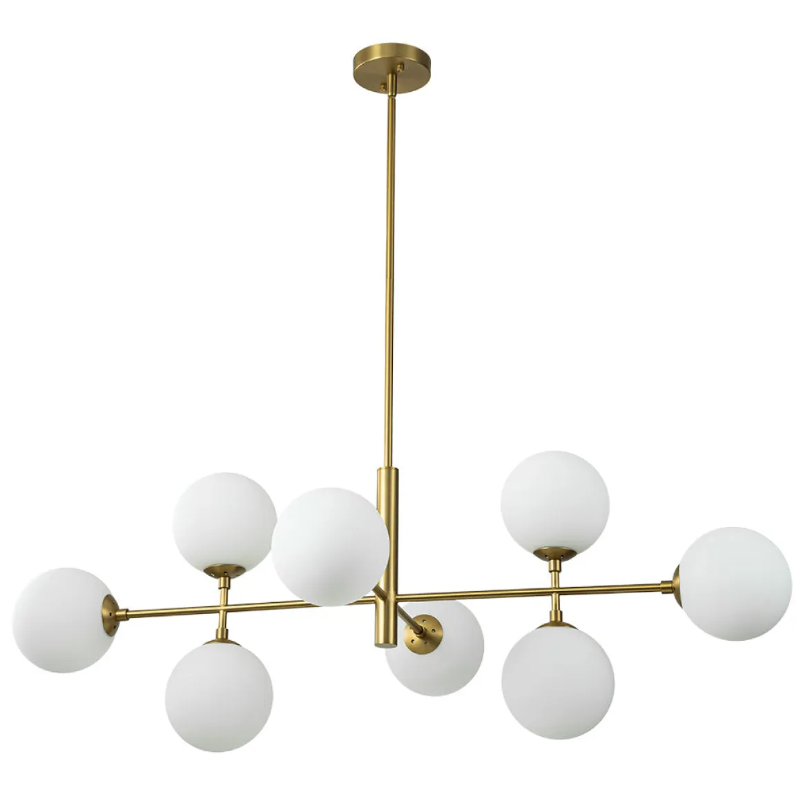 8-Light Linear Sputnik Frosted Glass Globe Chandelier