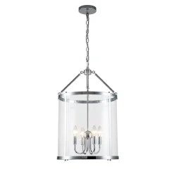 4-Light Manor Glass Wide Cylinder Lantern Pendant Light