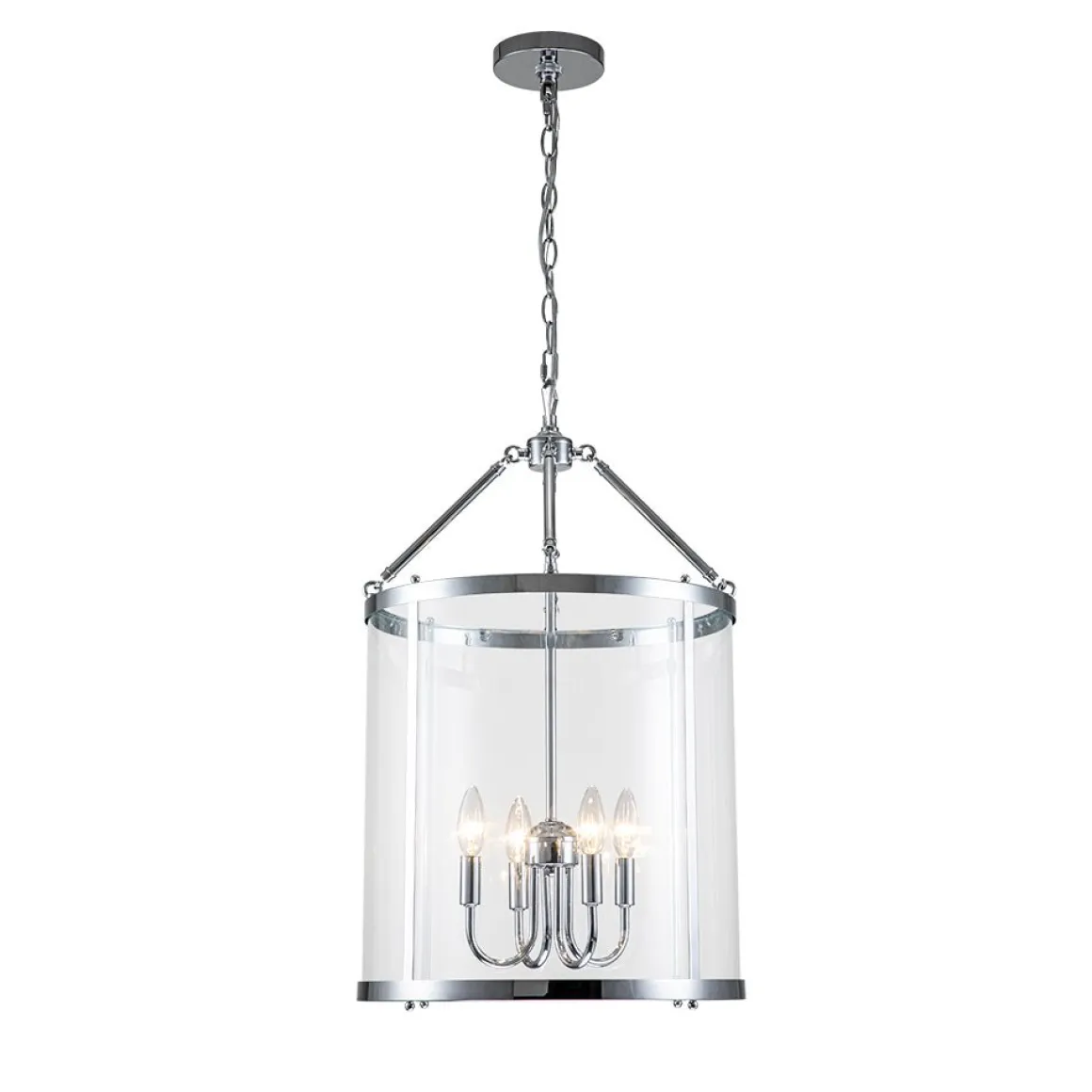 4-Light Manor Glass Wide Cylinder Lantern Pendant Light