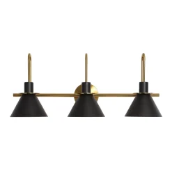 3-Light Metal Conical Shade Bathroom Vanity Wall Sconce