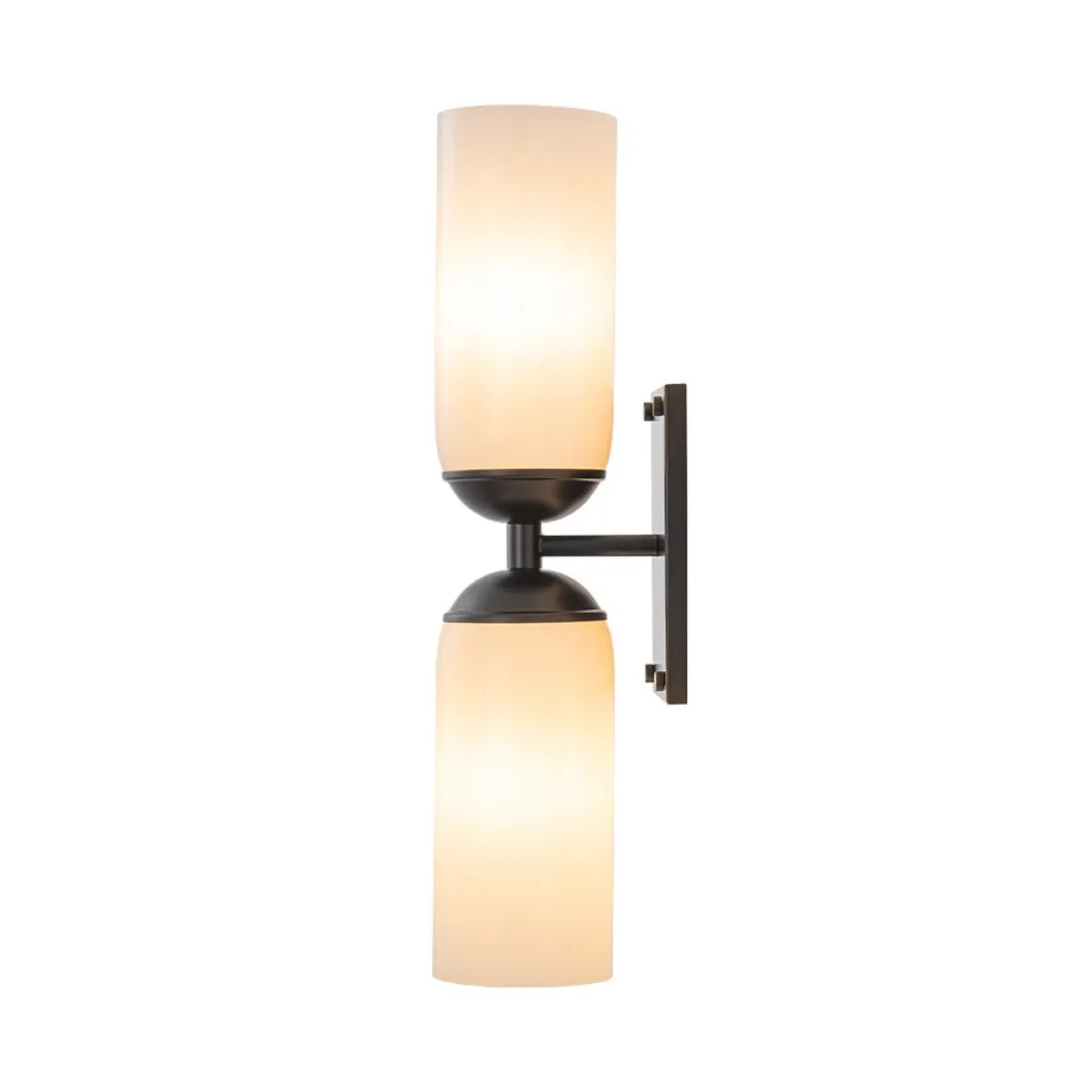 2-Light Milky White Glass Cylinder Vanity Wall Sconce