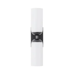 2-Light Milky White Glass Cylinder Vanity Wall Sconce