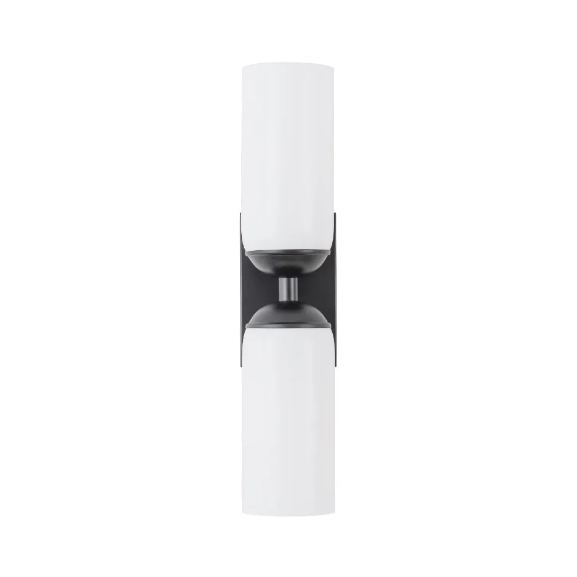 2-Light Milky White Glass Cylinder Vanity Wall Sconce