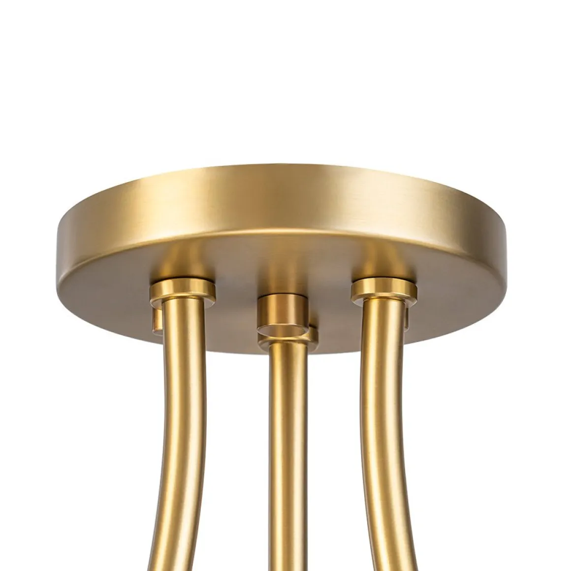 3-Light Modern Iron Brass White Saucer Semi Flush Mount
