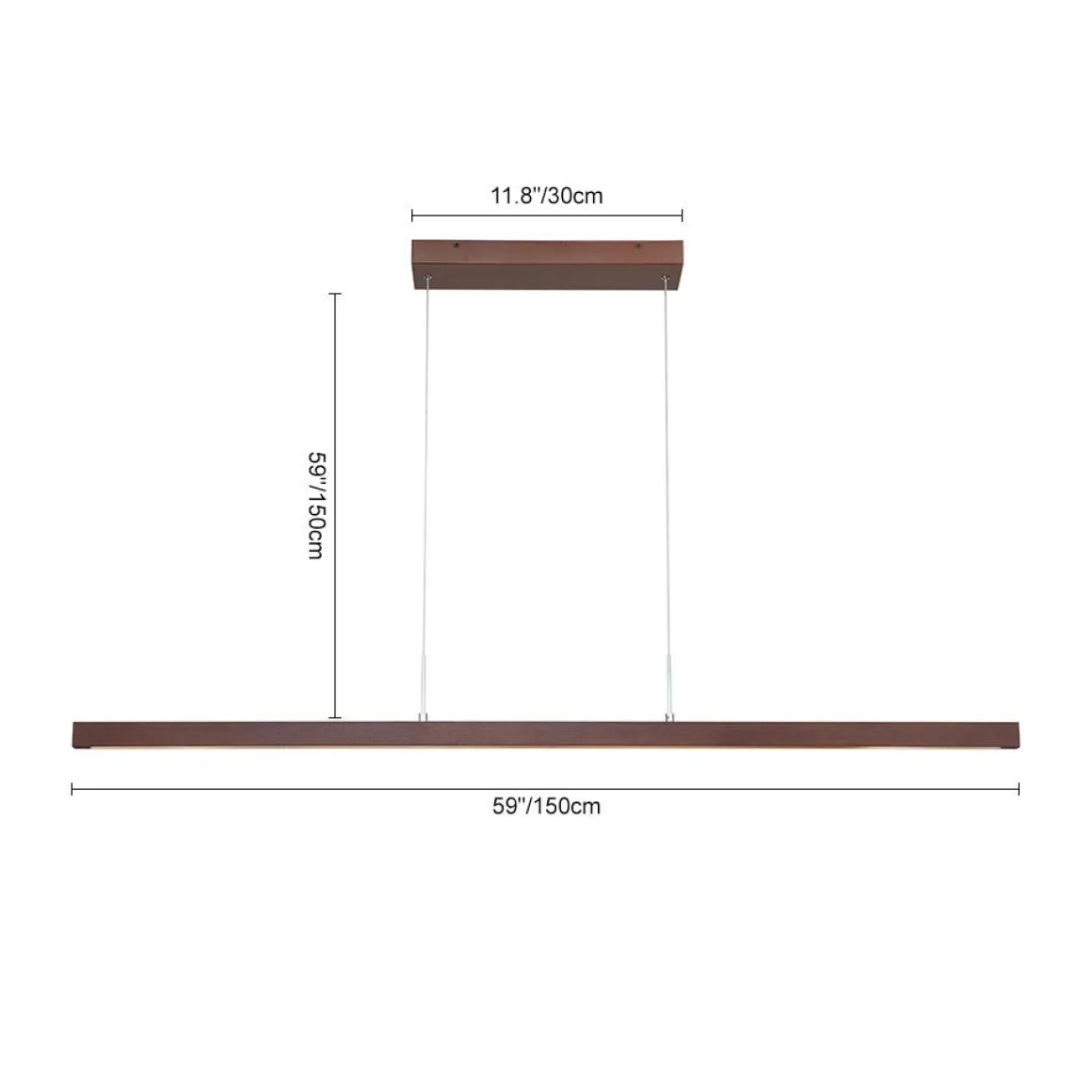 1-Light Modern Minimalist LED Wood Linear Chandelier
