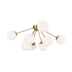 8-Light Opal Glass Bubble Sputnik Semi Flush Chandelier