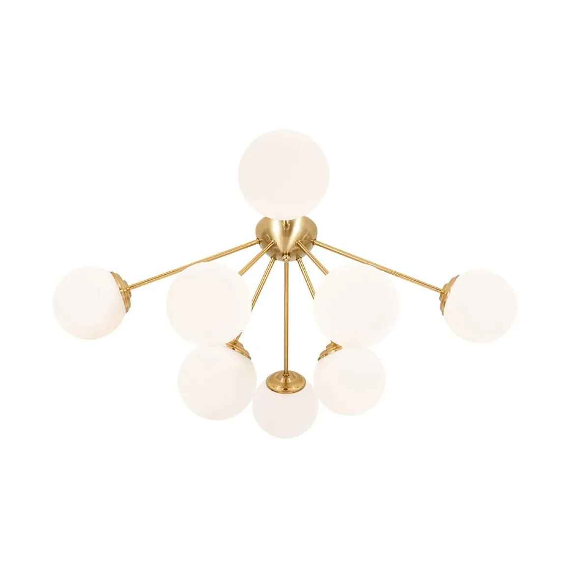 8-Light Opal Glass Bubble Sputnik Semi Flush Chandelier