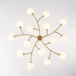 15-Light Opal Glass Globe Bubble Sputnik Branch Chandelier