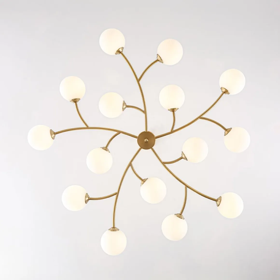 15-Light Opal Glass Globe Bubble Sputnik Branch Chandelier