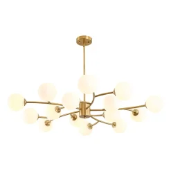 15-Light Opal Glass Globe Bubble Sputnik Branch Chandelier