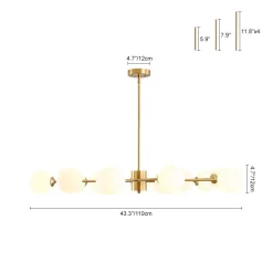 15-Light Opal Glass Globe Bubble Sputnik Branch Chandelier