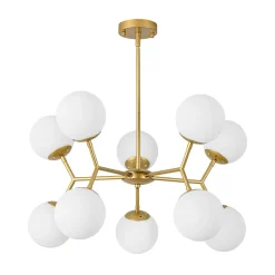 10-Light Opal Glass Globe Bubble Sputnik Branch Chandelier