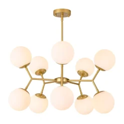 10-Light Opal Glass Globe Bubble Sputnik Branch Chandelier