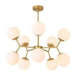 10-Light Opal Glass Globe Bubble Sputnik Branch Chandelier