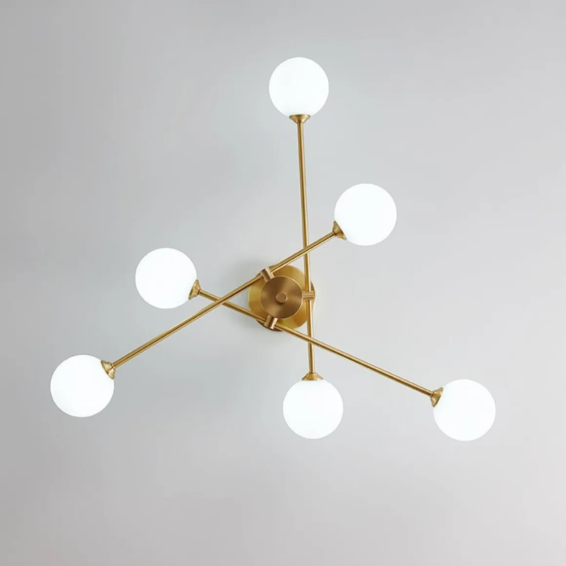 6-Light Opal Glass Globe Linear Sputnik Semi Flush