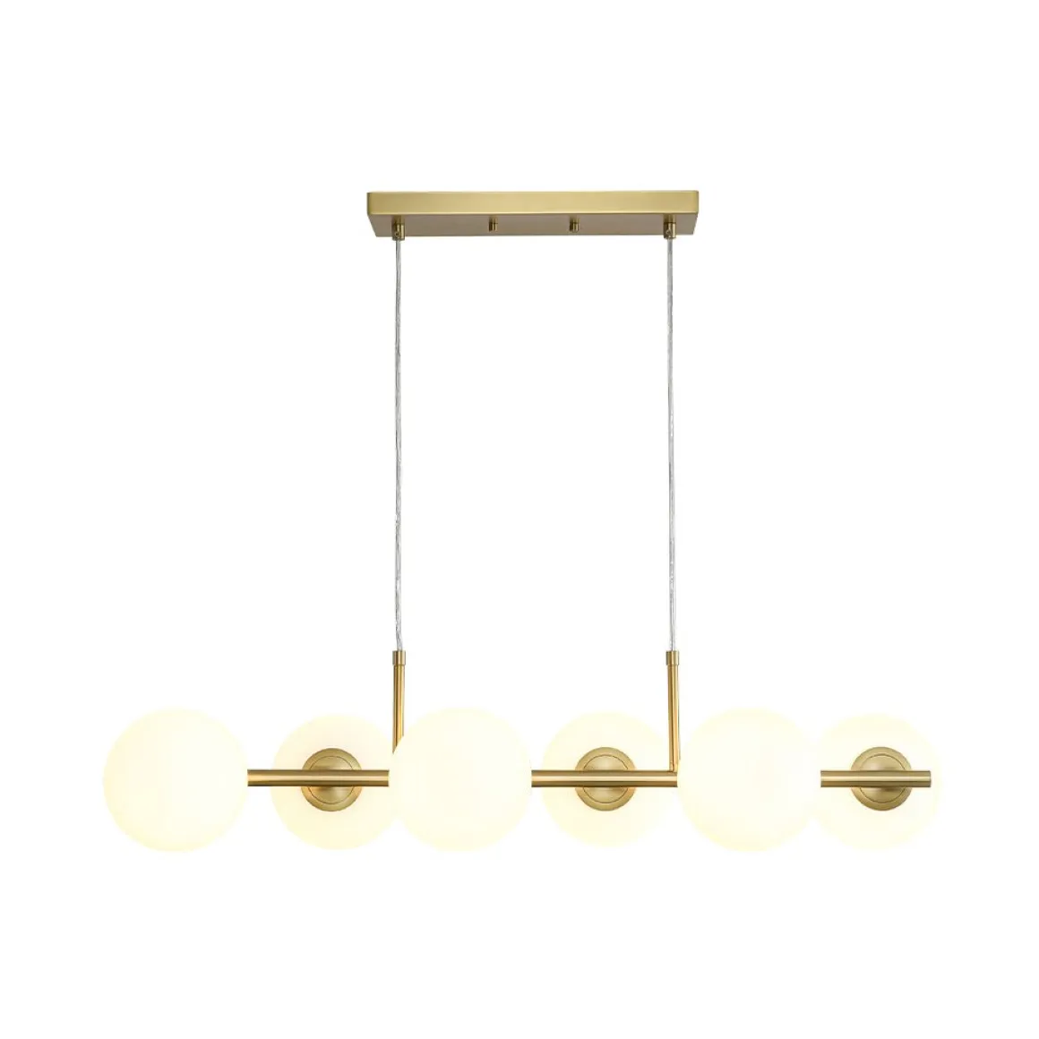 6-Light Opal Glass Globe Linear Island Chandelier