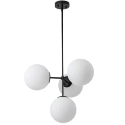 4-Light Opal Glass Globe Sputnik Semi Flush Chandelier