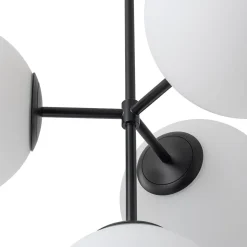 4-Light Opal Glass Globe Sputnik Semi Flush Chandelier