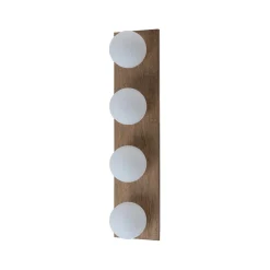 4-Light Opal Glass Linear Wooden Semi Flush Mount / Wall Light