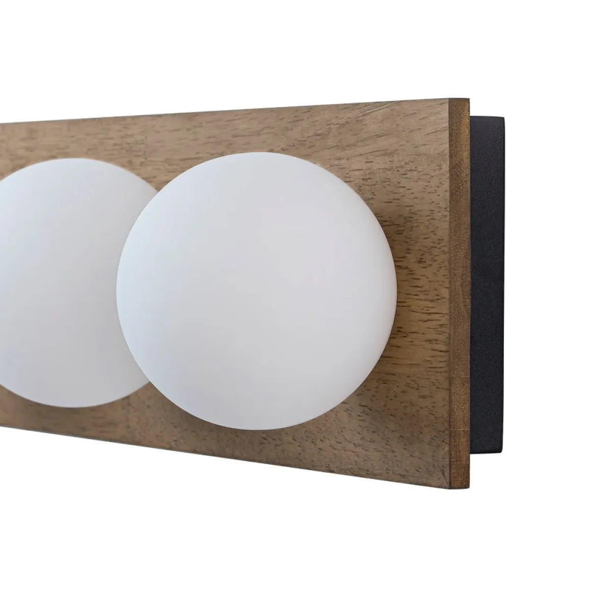 4-Light Opal Glass Linear Wooden Semi Flush Mount / Wall Light