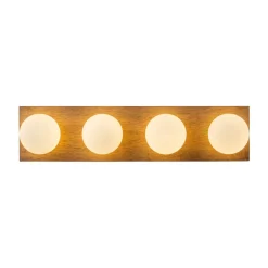 4-Light Opal Glass Linear Wooden Semi Flush Mount / Wall Light