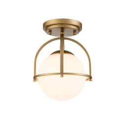 1-Light Opal Glass Sphere Semi-Flush Mount