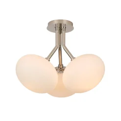 3-Light Opal Glass Sphere Semi Flush Mount Light