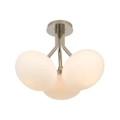 3-Light Opal Glass Sphere Semi Flush Mount Light