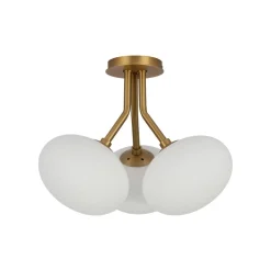 3-Light Opal Glass Sphere Semi Flush Mount Light