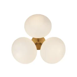 3-Light Opal Glass Sphere Semi Flush Mount Light