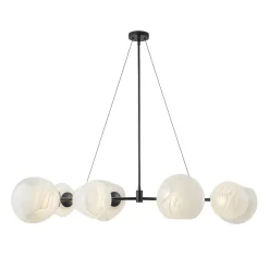 8-Light Opal Swirl Glass Globe Branch Island Chandelier