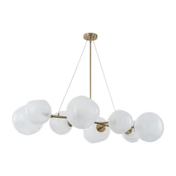 8-Light Opal Swirl Glass Globe Branch Island Chandelier