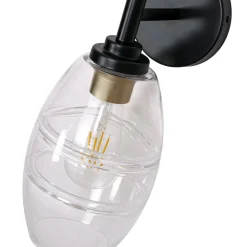 1-Light Oval Clear Embossed Glass Vanity Wall Sconce