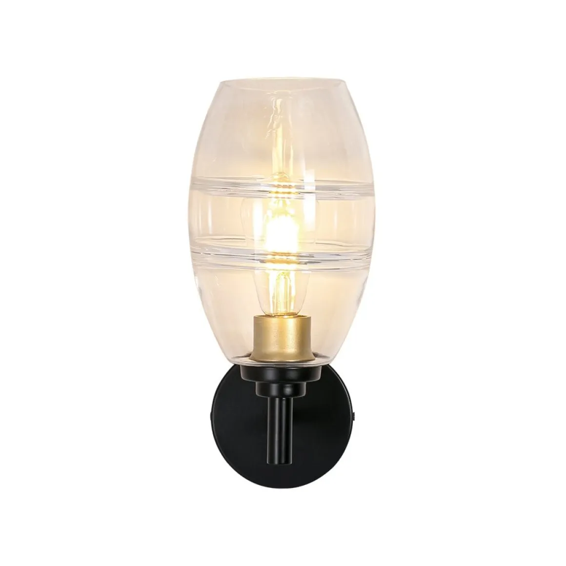 1-Light Oval Clear Embossed Glass Vanity Wall Sconce