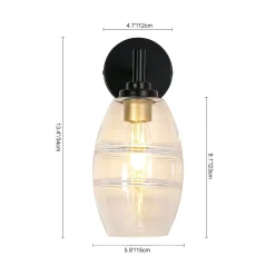 1-Light Oval Clear Embossed Glass Vanity Wall Sconce