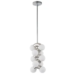 10-Light Pearl Tiered Milky Glass Globe Pendant Light