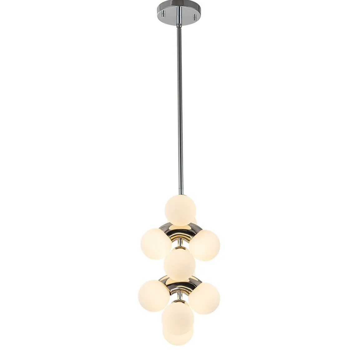 10-Light Pearl Tiered Milky Glass Globe Pendant Light