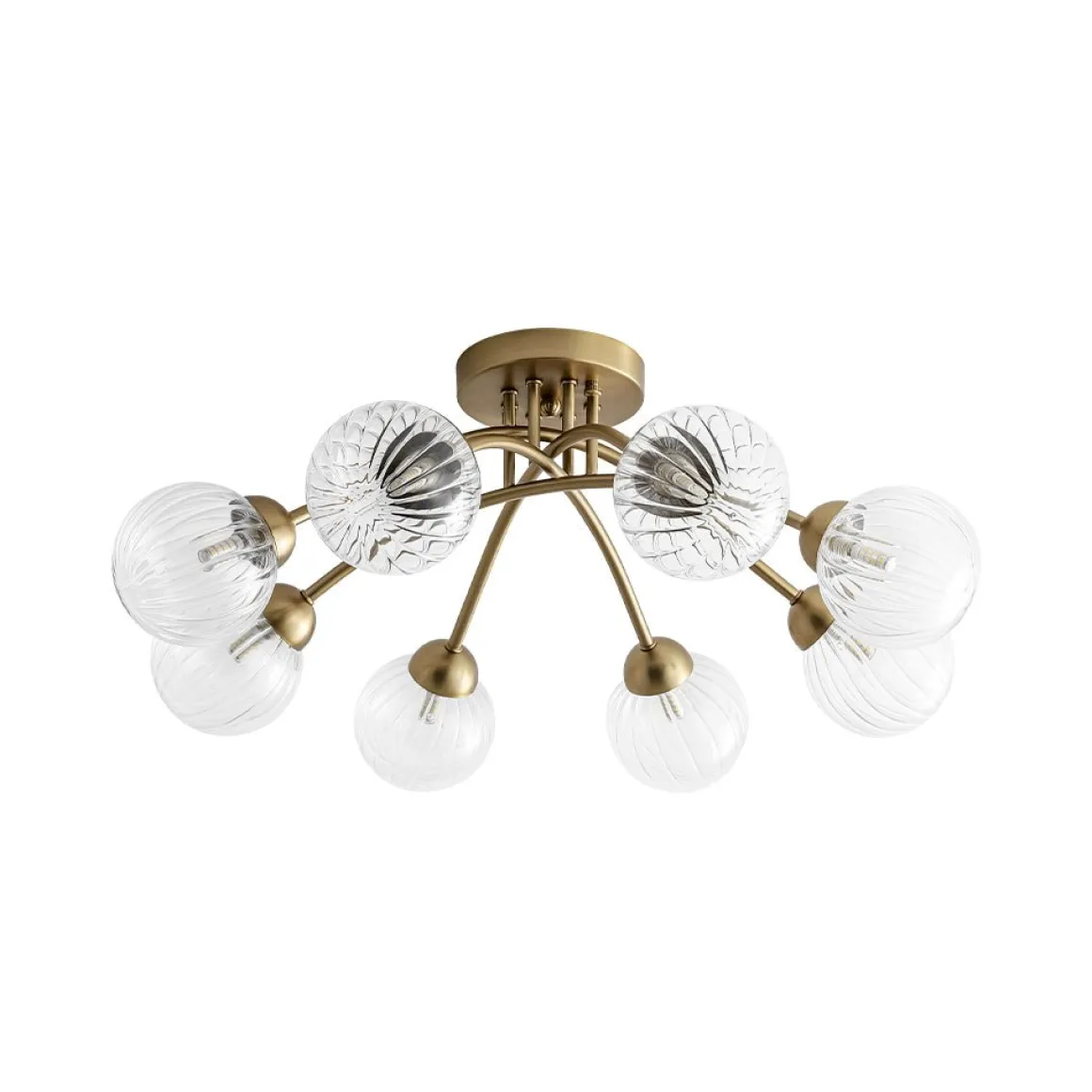 8-Light Ribbed Glass Bubble Sputnik Semi Flush Mount
