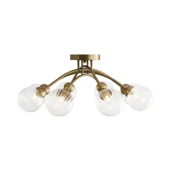 8-Light Ribbed Glass Bubble Sputnik Semi Flush Mount