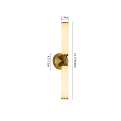 2-Light Ribbed Opal Glass Linear LED Vanity Wall Sconce