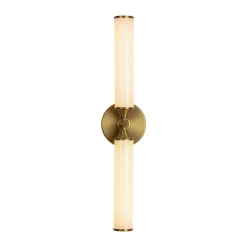 2-Light Ribbed Opal Glass Linear LED Vanity Wall Sconce