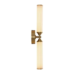 2-Light Ribbed Opal Glass Linear LED Vanity Wall Sconce