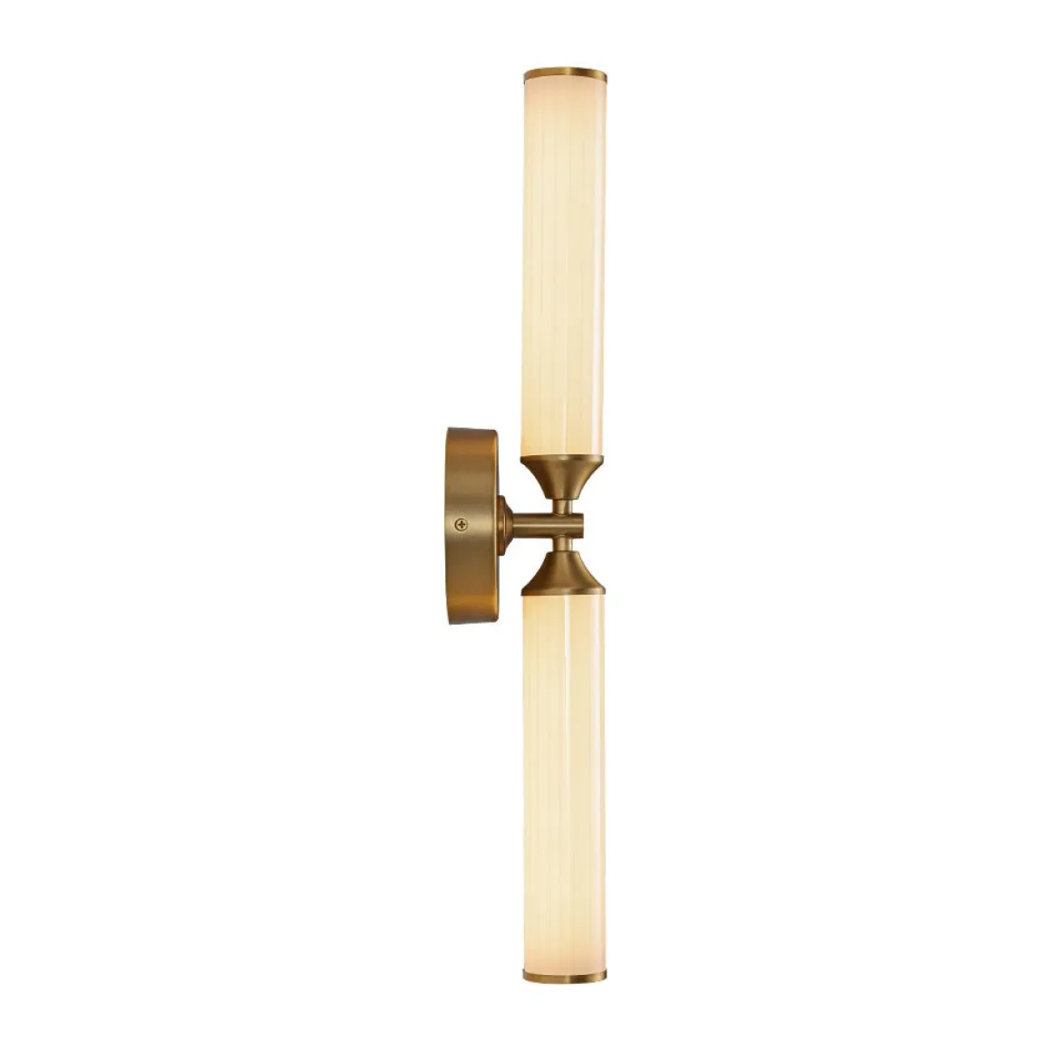 2-Light Ribbed Opal Glass Linear LED Vanity Wall Sconce